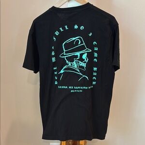 Black Graphic Tee with Blue Design